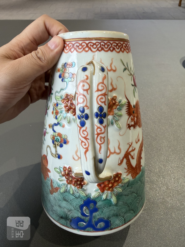 清嘉庆 粉彩鱼化龙图茶壶杯碟十三件 - 图5